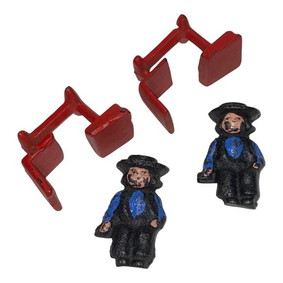 Vintage Cast Iron 2 Amish Boys Red School Desk 1997 John Wright Figurines - A999 - Picture 8 of 9